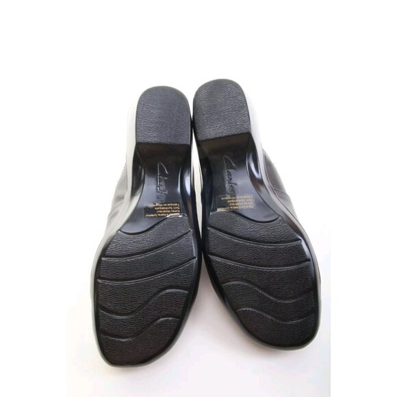 NWOB Clarks Bendables Slip On Slides Comfort Leather Black Mules Women's Sz 9 - Picture 7 of 13